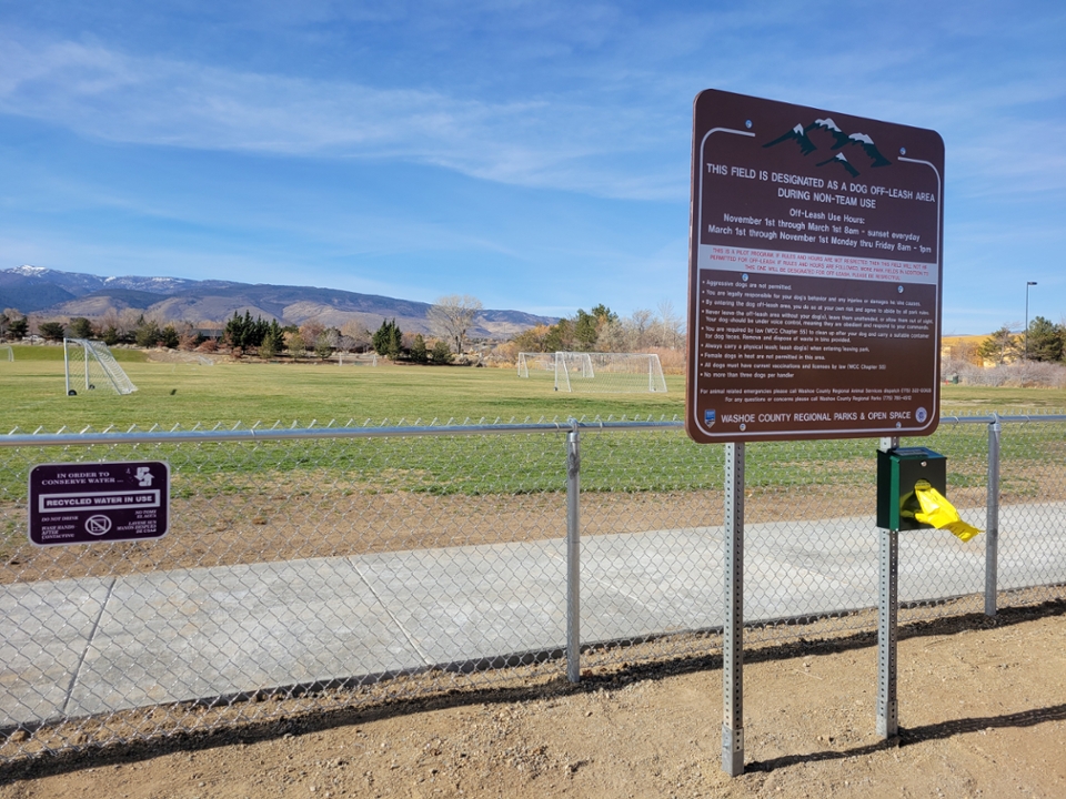Dogs Are Permitted Off-Leash on the Lower Soccer Field Only.